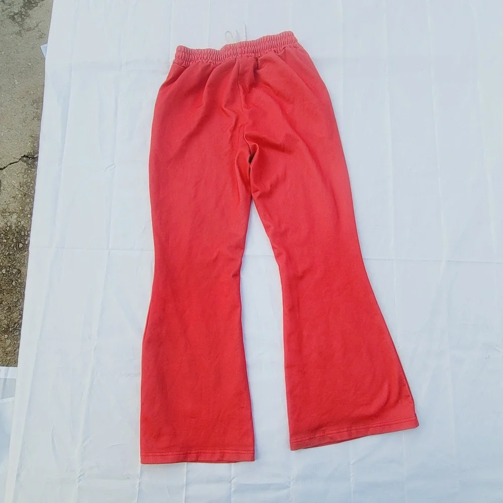I Fear God Flared Sweatpants Mens sz Small Red Flame Graphic Streetwear P03